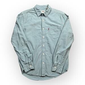 Levis Shirt Mens Small Blue Chambray Denim Button Down Long Sleeve